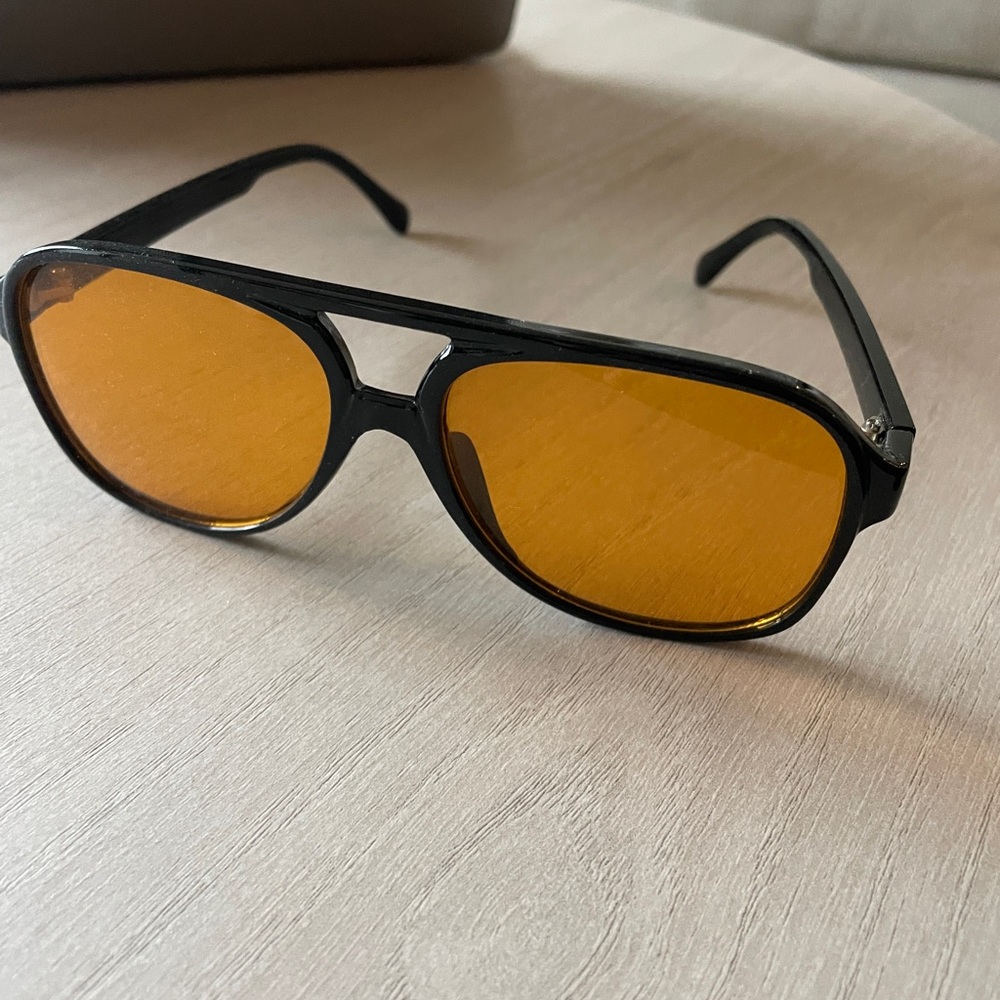 Black and Orange Aviator Sunglasses